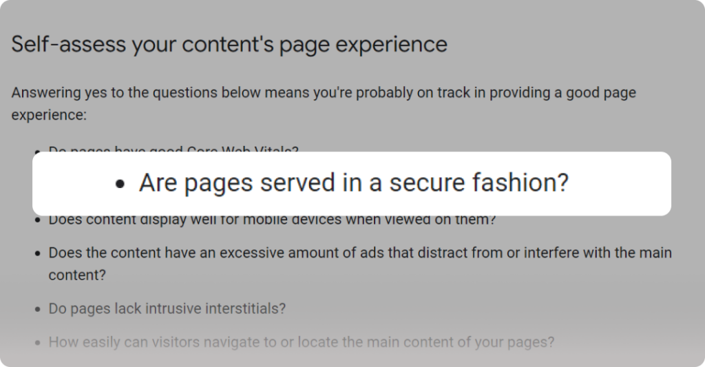 Screenshot of Google Developer documentation on Page Experience. 